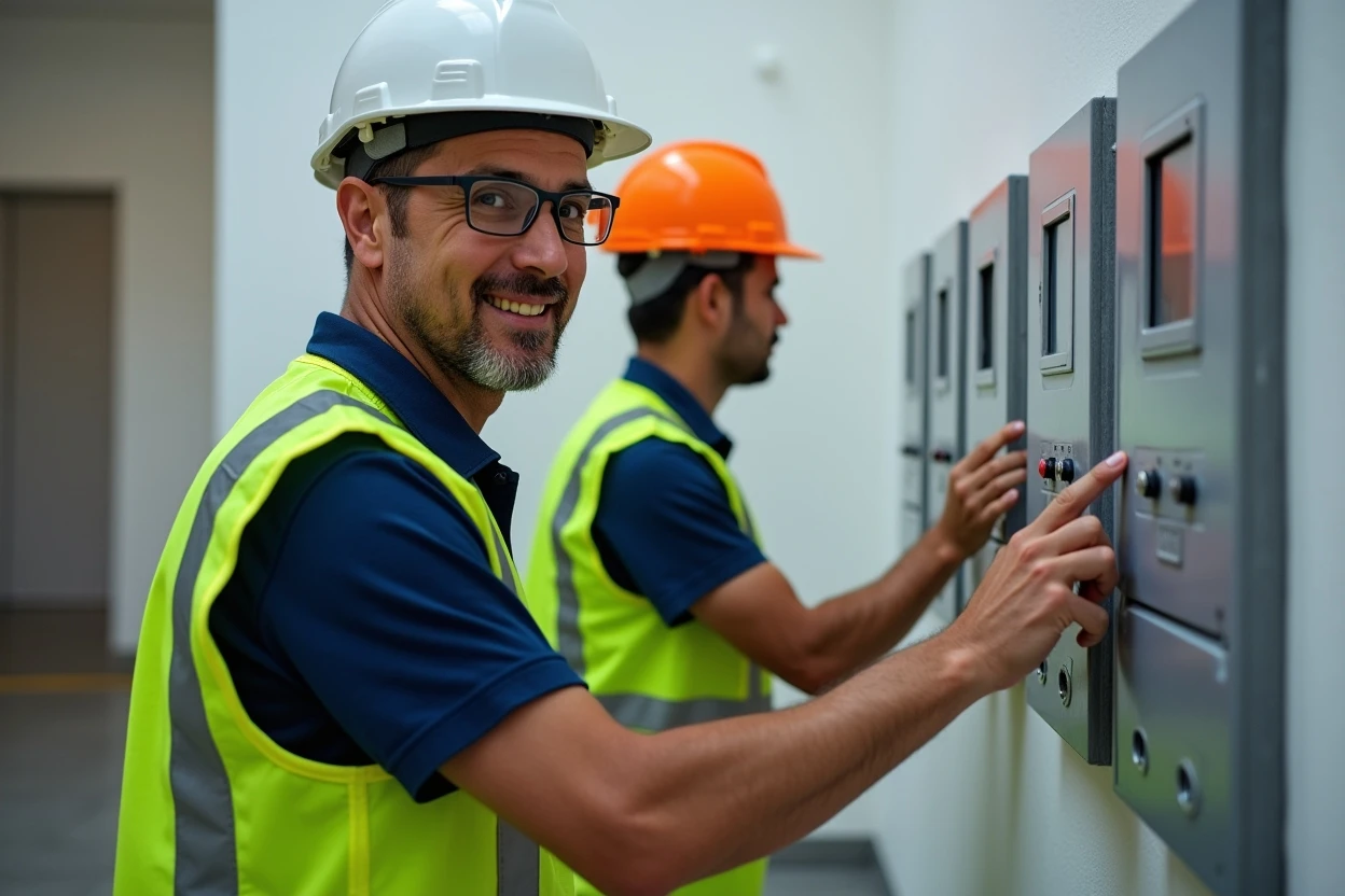 Panel eléctrico con etiquetas