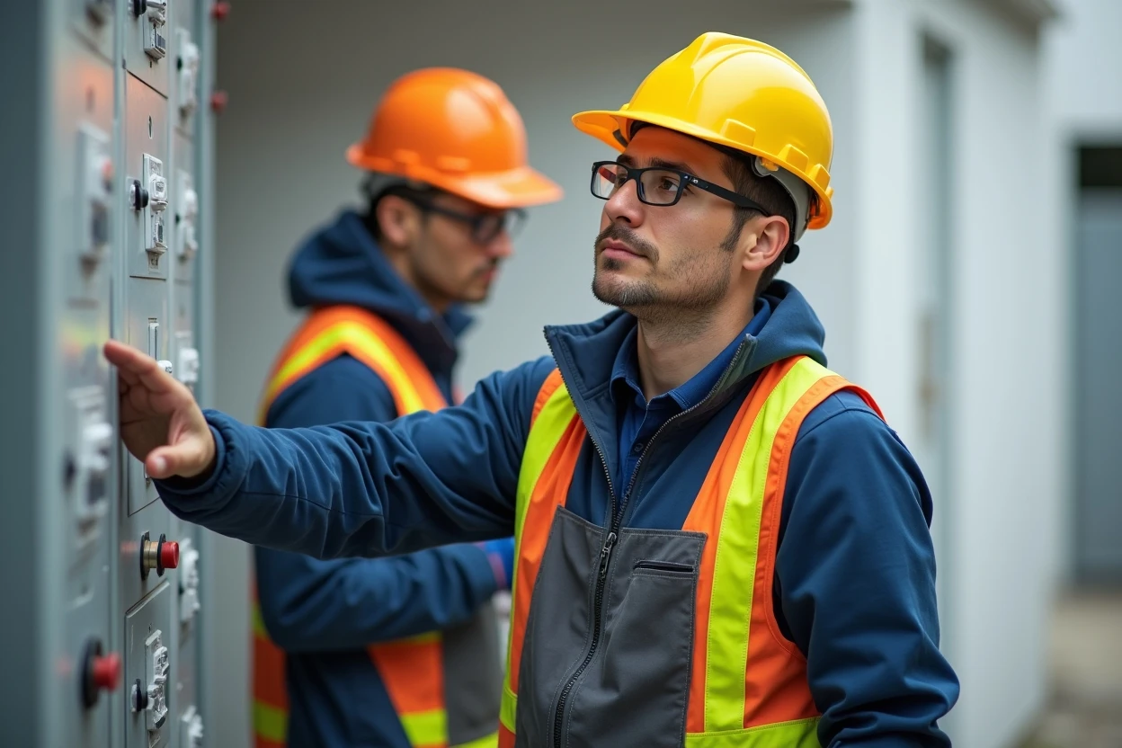 Técnico revisando tablero eléctrico